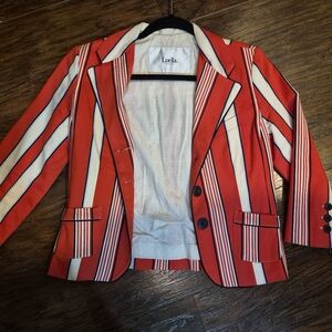 Luella Red and Cream Striped Tailored Blazer